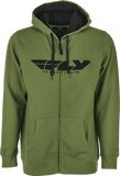 POLERON FLY RACING CORPORATE ZIP UP HOODIE OLIVE