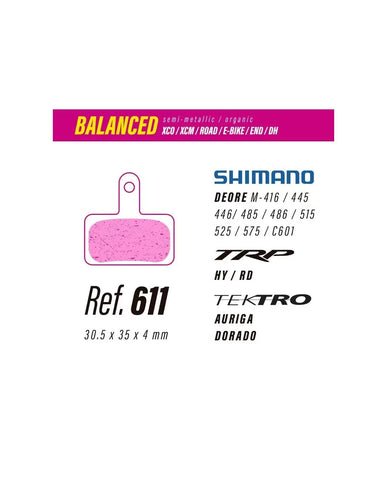 PASTILLAS LESS BRAKES BALANCED 611 SHIMANO DEORE, TRP, TEKTRO