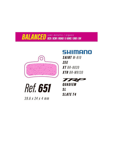 PASTILLAS LESS BRAKES BALANCED 651 | SHIMANO SAINT, ZEE, SLATE T4, DH-R EVO