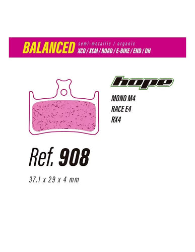 PASTILLAS LESS BRAKES BALANCED 908 HOPE E4
