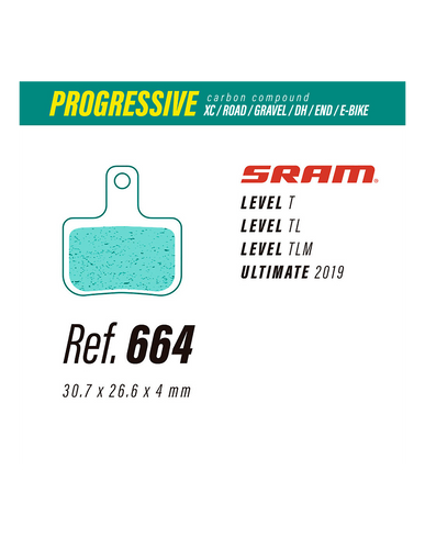 PASTILLAS LESS BRAKES PROGRESSIVE CARBON 664 | SRAM LEVEL, T, TL, TLM, ULTIMATE